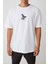 Unisex Kartal Baskılı Beyaz Oversize Tshirt 2