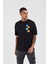 Unisex Colourful Faces Baskılı Siyah Oversize Tshirt 1