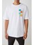 Colourful Faces Baskılı Beyaz Oversize Tshirt 1