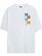 Colourful Faces Baskılı Beyaz Oversize Tshirt 3