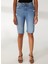 Yüksek Bel Slim Fit Indigo Kadın Denim Şort DTK337 Slim Fit Yüksek Bel Orta Ind 3