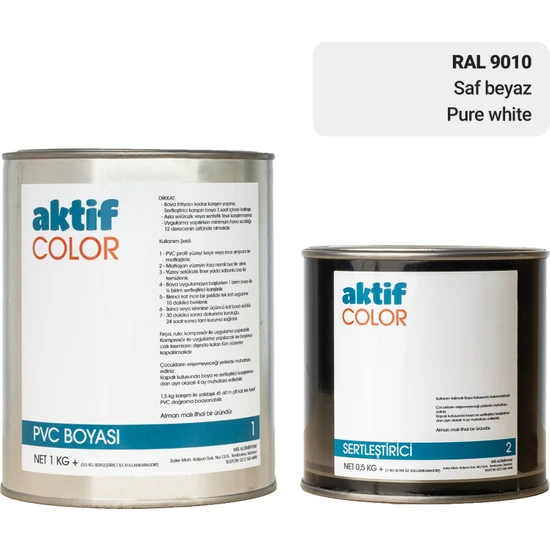 Aktif Color Pvc Boyası Ral Beyaz ve Siyah Tonlar 1,5 kg
