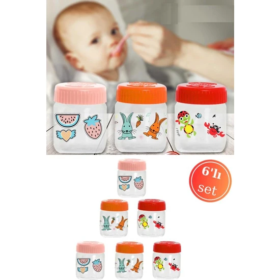 Flosoft Bebek Cam Mama Yoğurt Kavanozu Kapaklı 6’Lı Set (200 Ml X 6 Adet)