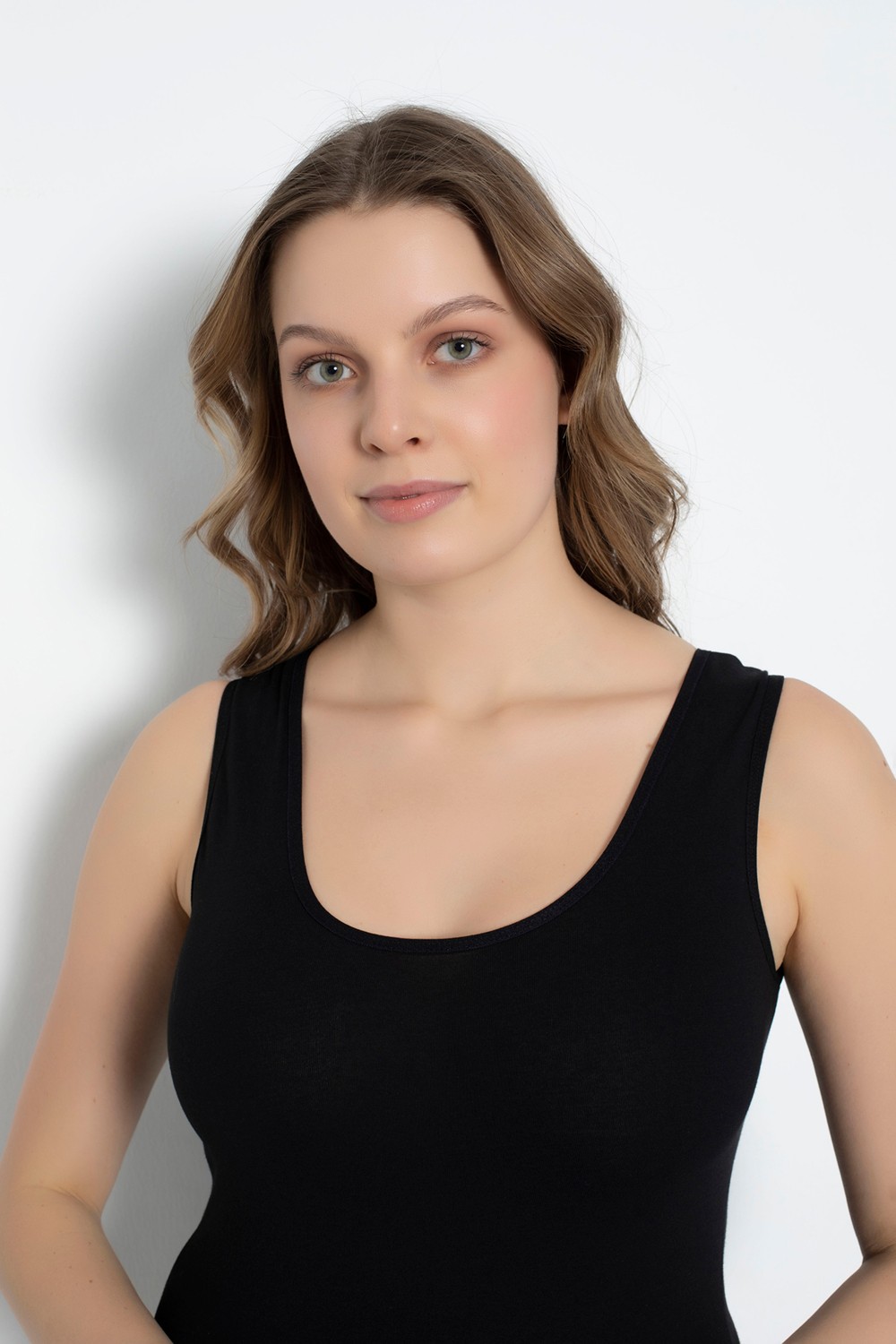 Saac 2 Adet Penye Likralı Süprem Siyah Renk Geniş Askı Kancalı Badi - BODYSUITS-595 görsel 5