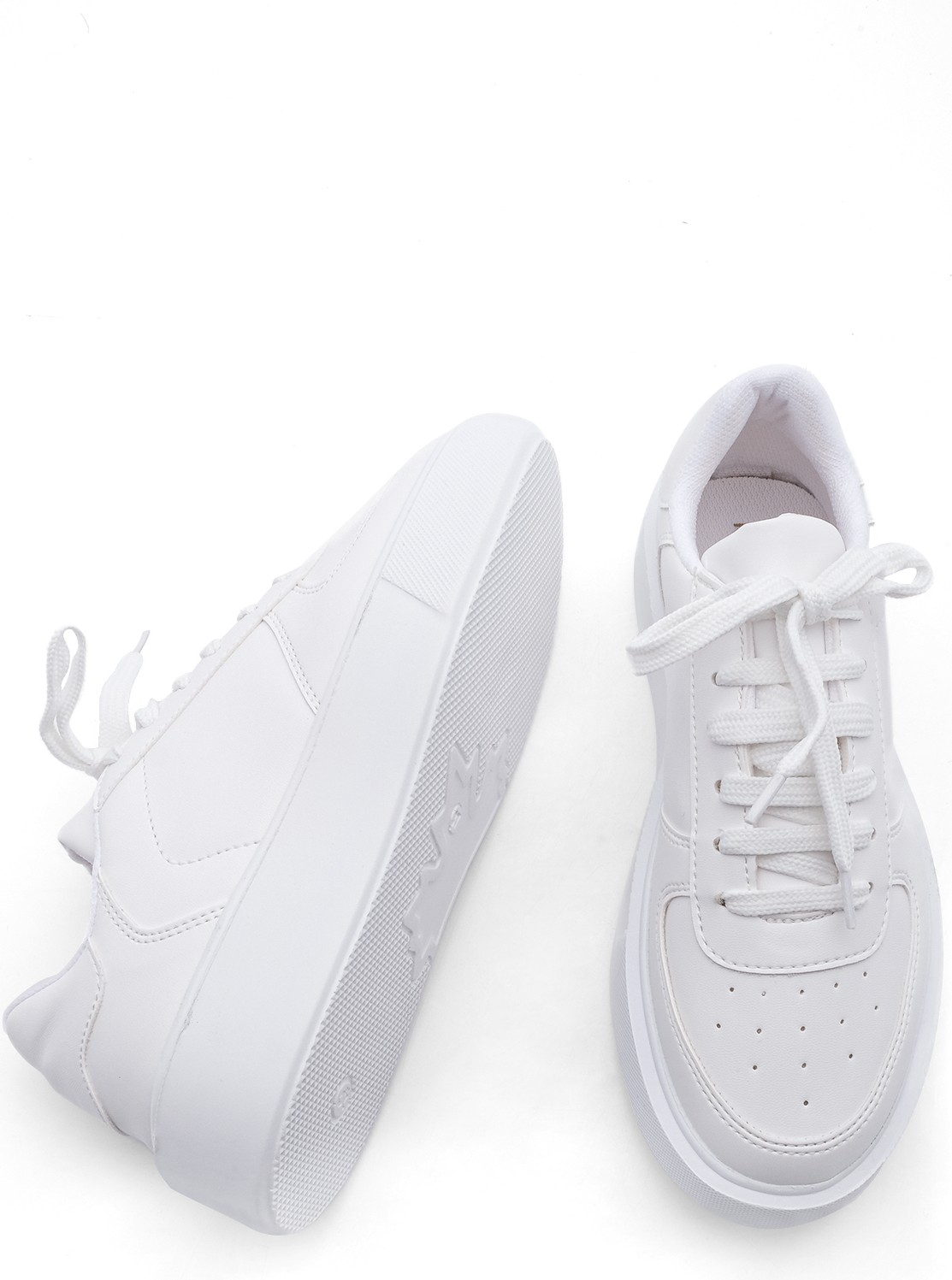 Marjin Kadın Sneaker Yüksek Taban Bağcıklı Spor Ayakkabı Azin Beyaz görsel 7