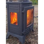 Flame Stove FS-052 Minör Lüx3 Camlı Pik Döküm Soba Yüksek Isıya Dayanıklı Antrasit Renkli