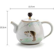 Haitn Seramik Basit Sevimli Kedi Ofis Çaydanlık Yaratıcı Porselen Çay Potu Kolu ile Ev Retro Ru Kung Kung Fu Kettle Drinkware | Çaydanlıklar (Yurt Dışından)