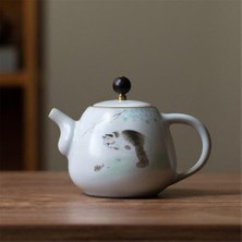 Haitn Seramik Basit Sevimli Kedi Ofis Çaydanlık Yaratıcı Porselen Çay Potu Kolu ile Ev Retro Ru Kung Kung Fu Kettle Drinkware | Çaydanlıklar (Yurt Dışından)