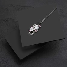 Wlowson Silver Sarmaşık Manolya Çiçeği Pembe Zirkon Gümüş Kolye