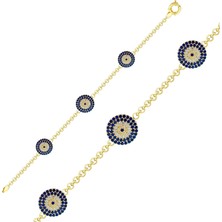 Lilarote Üçlü Nazar Boncuklu Altın Bileklik