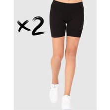 Yhh Kids 2 Adet Pamuklu Çocuk Şort Boy Kısa Tayt Siyah