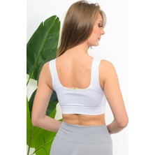 Sauna Suit Kadın Toparlayıcı Crop Korse Kalın Askılı Seamless Dikişsiz Örme Büstiyer