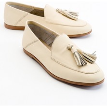 Luvi F04 Ekru Bej Cilt Hakiki Deri Ayakkabı