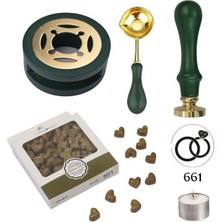 Profisher Davetiye Mum Mühürü Uygulama Seti Çim Yeşili Renk 661 Yüzükler