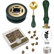 Profisher Davetiye Mum Mühürü Uygulama Seti Çim Yeşili Renk 337 Bahar Dalı