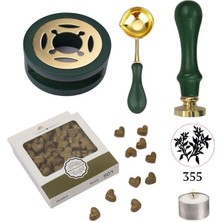 Profisher Davetiye Mum Mühürü Uygulama Seti Çim Yeşili Renk 355 Dal Yaprak