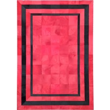 Dericibey Kırmızı Renk Dana Derisi Patchwork Halı 80 x 150 cm