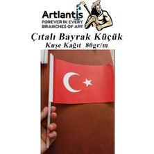 Artlantis Çıtalı Bayrak Kağıt 20X12 cm 25 Adet Ay Yıldızlı Türk Bayrağı Çıtalı Sopalı Küçük Bayrak Plastik Çubuklu Bayrak