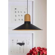 Bamyum Salon Metal Avize Ahşap Başlık Mutfak Salon Cafe Ofis Tekli Sarkıt  Dekoratif Aydınlatma