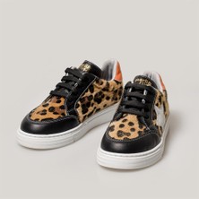 Merli&rose Star Bebek Sneaker | Leopar-Turuncu-Simli Gri