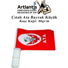 Artlantis Çıtalı Ata Bayrak Kağıt 20X12 cm 10 Adet Atalı Bayrak Çıtalı Sopalı Küçük Bayrak Plastik Çubuklu Bayrak