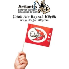 Artlantis Çıtalı Ata Bayrak Kağıt 20X12 cm 10 Adet Atalı Bayrak Çıtalı Sopalı Küçük Bayrak Plastik Çubuklu Bayrak