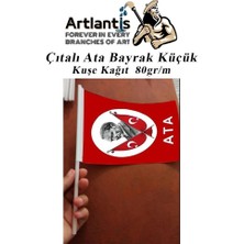 Artlantis Çıtalı Ata Bayrak Kağıt 20X12 cm 10 Adet Atalı Bayrak Çıtalı Sopalı Küçük Bayrak Plastik Çubuklu Bayrak