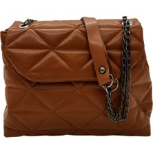Posh Bags Vinca Kapitone Suni Deri Omuz ve Çapraz Zincir Askılı Kadın Çanta