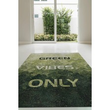 Homshtag Sadece Yeşil Renkli Halı Dokulu Salon Halısı Doğa Sever Modern Yazlık Oturma Odası Halısı