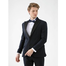 Dufy Lacivert Erkek Slim Fit Sivri Yaka Smokin Takım
