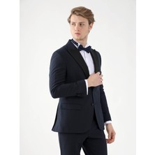 Dufy Lacivert Erkek Slim Fit Sivri Yaka Smokin Takım