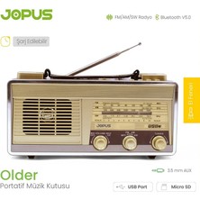 Jopus Bluetooth Hoparlör Şarjlı Nostaljik Radyo Fm Radyo El Fenerli Aux/usb/sd/mp3