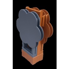 Bengi Ticaret Zigon Çanta 90108 Sehpa Papatya Model Ahşap MDF Gri ve Hardal Renk Uyum El Yapım
