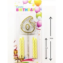 Patladı Gitti Mika Şeffaf Rakam Gold Mum Set