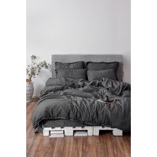 Ecocotton Tara Çift Kişilik Nevresim Takımı %100 Organik Pamuk Müslin Antrasit 200X220 cm