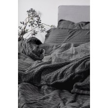 Ecocotton Tara Çift Kişilik Nevresim Takımı %100 Organik Pamuk Müslin Antrasit 200X220 cm