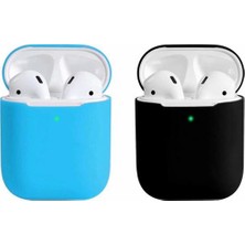 Htun 2 Paket Uyumlu Durumda Ultra Ince Yumuşak Kapak Silikon Koruyucu Cilt Apple Airpod Için 1 2 Kılıf (Sky Blue * Siyah) (Yurt Dışından)