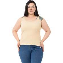 Disentis Modest Büyük Beden Askılı Bürümcük Bej Body