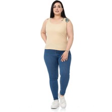 Disentis Modest Büyük Beden Askılı Bürümcük Bej Body