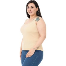 Disentis Modest Büyük Beden Askılı Bürümcük Bej Body