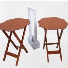 Bengi Ticaret Çanta Zigon Sehpa Yonca Model Ikili Takım Ahşap Mdf Ceviz Renk Uyumu El Yapımı