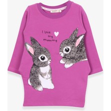 Breeze Kız Çocuk Tunik Tavşan Desenli 1.5-5 Yaş, Eflatun