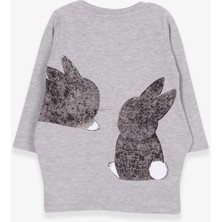 Breeze Kız Çocuk Tunik Tavşan Desenli 1.5-5 Yaş, Gri Melanj