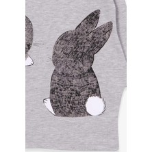 Breeze Kız Çocuk Tunik Tavşan Desenli 1.5-5 Yaş, Gri Melanj
