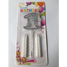 Patladı Gitti Mika Şeffaf Rakam Gümüş Mum Set