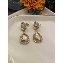 Aksesuar Çarşısı Zirkon Taşlı Gold Badem Küpe