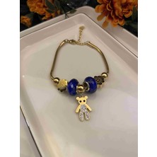 Aksesuarr Çarşısı Aksesuar Çarşısı  Ayıcık Tasarımlı Gold Charm Bileklik