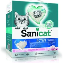 Sanicat Active White Süper Topaklanan Kedi Kumu Lotus Çiçeği Kokulu 10 Lt