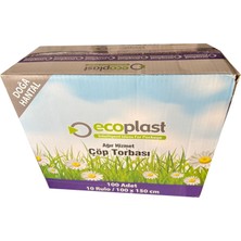 Ecoplast 240 Litre Siyah Hantal Konteyner Çöp Torbası  100 x 150 cm  600 gr  10 Adetlik 20 Rulo