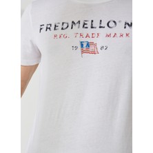 FRED MELLO Bisiklet Yaka Beyaz Erkek T-Shirt FM23S23TGWHITE